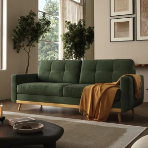 67.7-inch Mid-Century Modern Loveseat Sofa with Wooden Legs