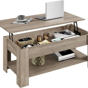 Lift Top Coffee Table with Hidden Compartment and Storage Shelf