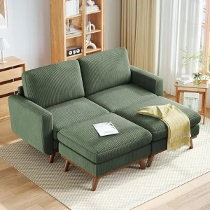 Loveseat Sofa with Movable Ottoman,